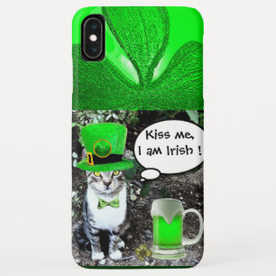 SAINT PATRICK'S DAY CAT WITH GREEN IRISH BEER iPhone XS MAX CASE