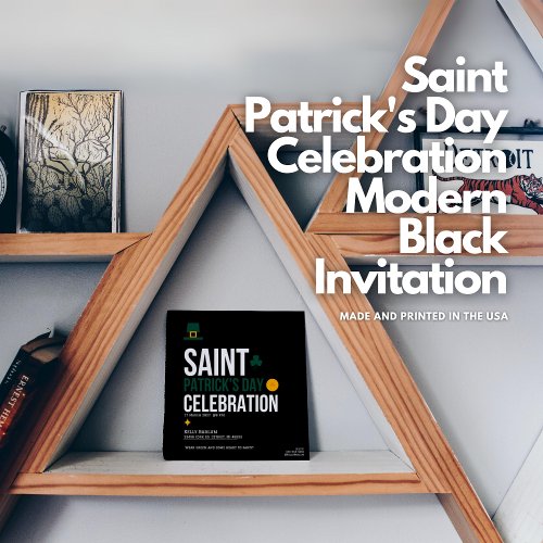Saint Patricks Day Celebration Modern Black Invitation