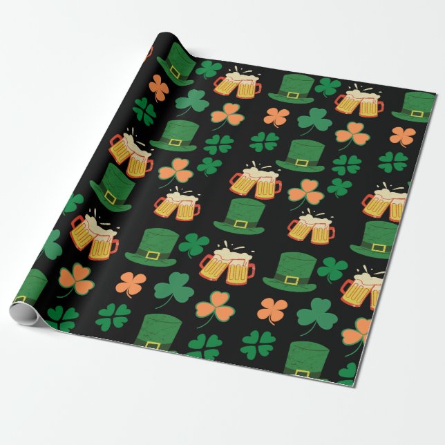 Saint patrick's day celtic,irish funny beer,charms wrapping paper (Unrolled)