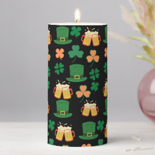 Saint patrick's day celtic, irish funny pattern pillar candle