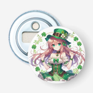 Saint Patrick's Day clover anime girl Bottle Opener