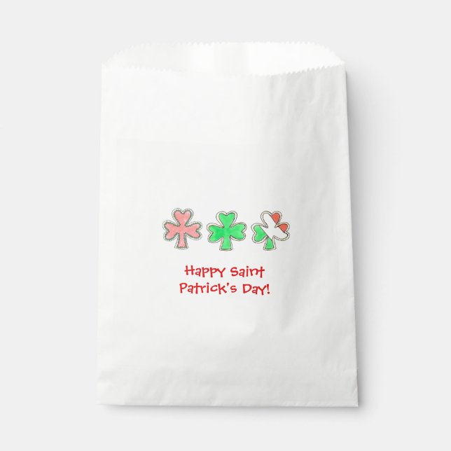 Saint Patricks Day Clover Irish Flag Shamrocks Favor Bag (Front)