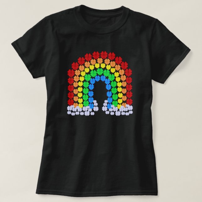 Saint Patrick's Day Clover Rainbow Pretty Colorful T-Shirt (Design Front)