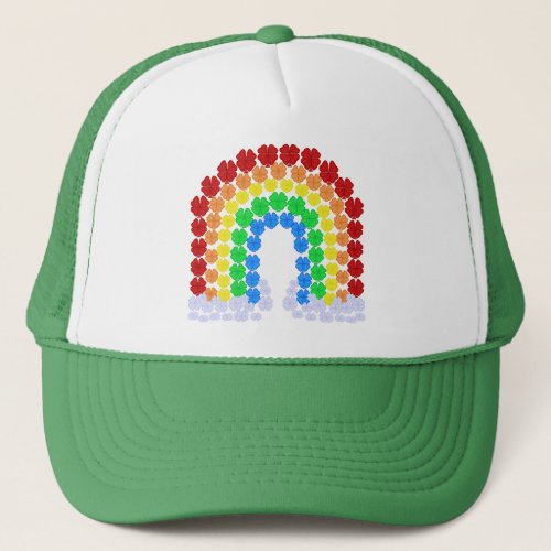 Saint Patricks Day Clover Rainbow Trucker Hat