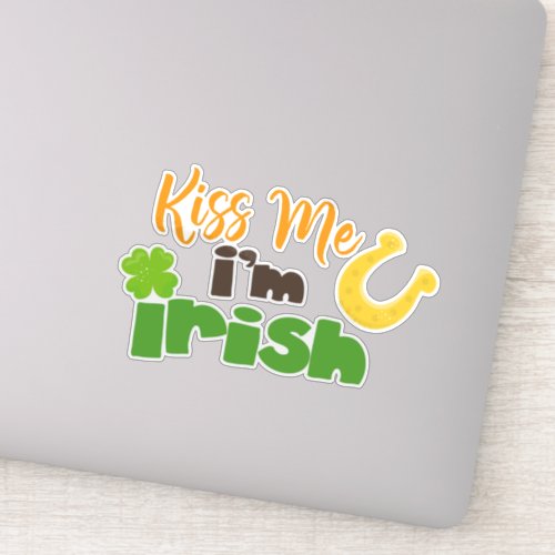 Saint Patricks Day Clovers Kiss Me Im Irish Sticker