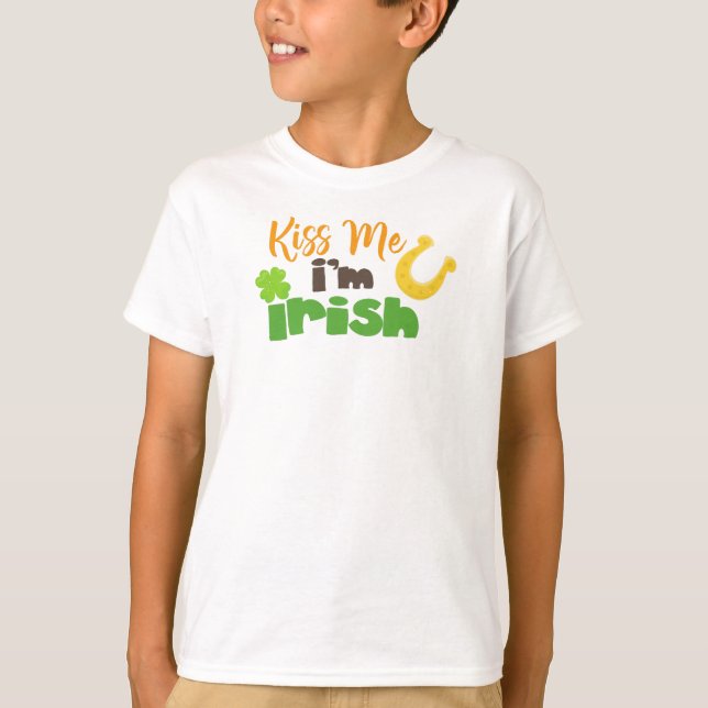 Saint Patrick's Day, Clovers, Kiss Me I'm Irish T-Shirt (Front)