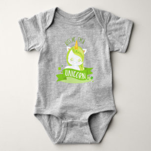 Saint Patrick's Day, Clovers, Kiss Me I'm Unicorn  Baby Bodysuit