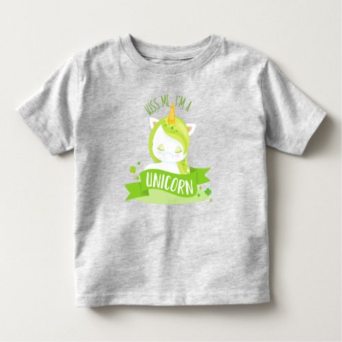 Saint Patricks Day Clovers Kiss Me Im Unicorn  Toddler T_shirt