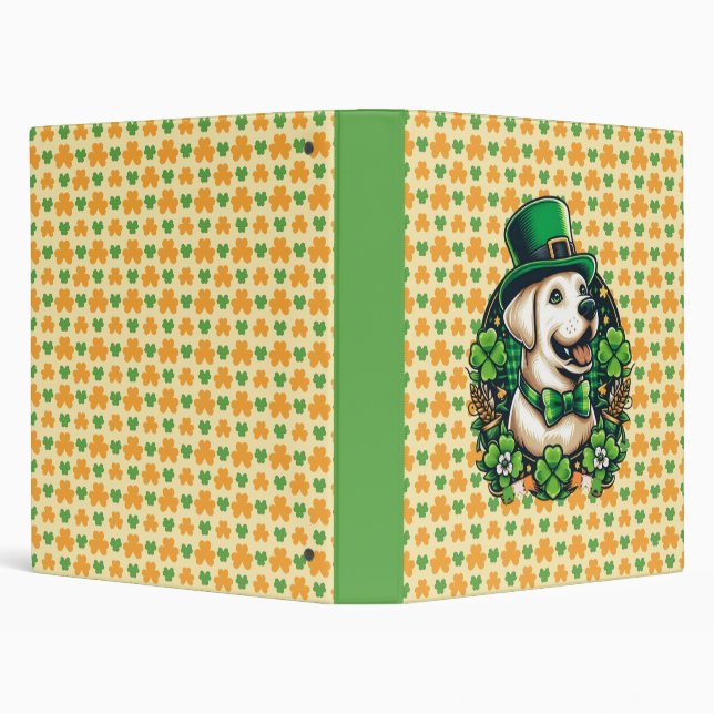 Saint Patrick's Day Cute Dog 3 Ring Binder (Background)
