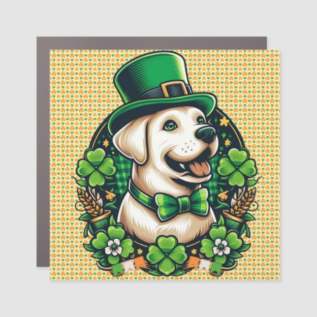 Saint Patrick's Day Cute Dog Car Magnet (Front)