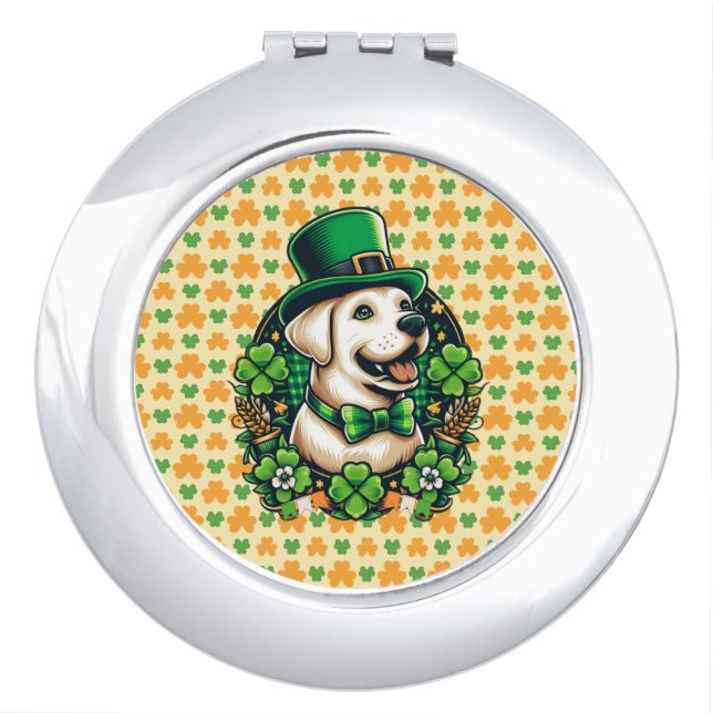 Saint Patrick's Day Cute Dog Compact Mirror (Front)
