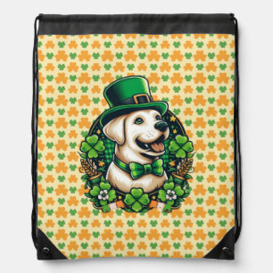 Saint Patrick's Day Cute Dog Drawstring Bag