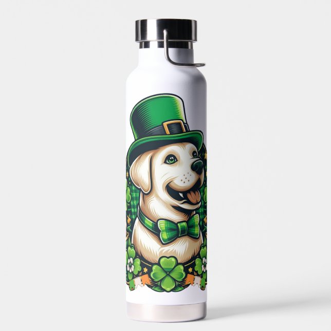 Saint Patrick's Day Cute Dog Water Bottle (Left)