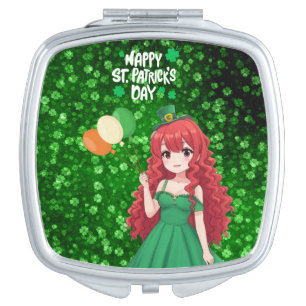  Saint Patrick's day cute, Irish anime lass  Compact Mirror