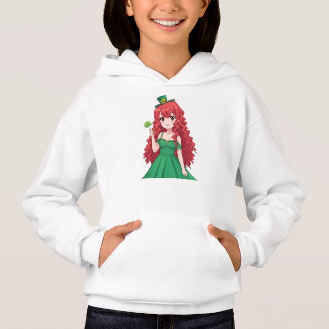  Saint Patrick's day cute, Irish anime lass  Hoodie (Front)