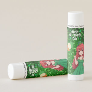 Saint Patrick's day cute, Irish anime lass Lip Balm