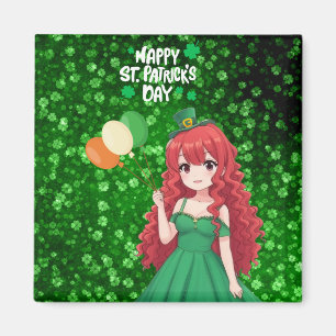 Saint Patrick's day cute, Irish anime lass Magnet