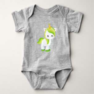 Saint Patrick's Day, Cute Unicorn, Magic Unicorn Baby Bodysuit