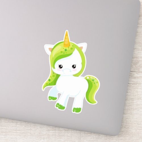 Saint Patricks Day Cute Unicorn Magical Unicorn Sticker