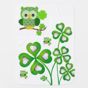 Saint Patrick's Day Fleece Blanket Owl