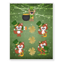 Saint Patrick's Day Fox Bear Clover Tattoos