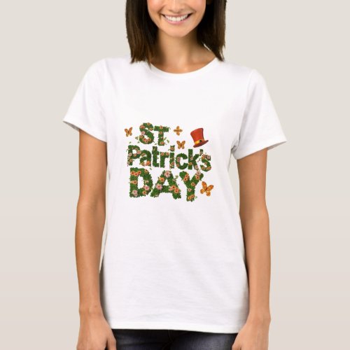 Saint Patricks Day Funny floral Festive 2024 T_Shirt