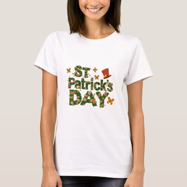 Saint Patricks Day Funny floral Festive 2024 T-Shirt (Front)