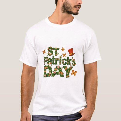 Saint Patricks Day Funny floral Festive T_Shirt