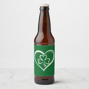 Saint Patrick's Day Funny Shamrock Heart Irish Beer Bottle Label