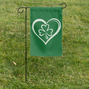 Saint Patrick's Day Funny Shamrock Heart Irish  Garden Flag