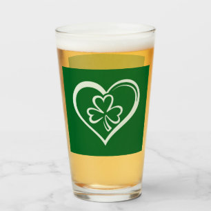 Saint Patrick's Day Funny Shamrock Heart Irish Glass