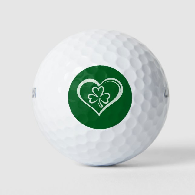 Saint Patrick's Day Funny Shamrock Heart Irish  Golf Balls (Front)