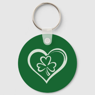 Saint Patrick's Day Funny Shamrock Heart Irish Keychain