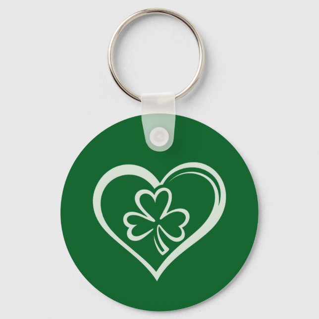 Saint Patrick's Day Funny Shamrock Heart Irish  Keychain (Front)
