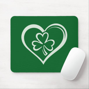 Saint Patrick's Day Funny Shamrock Heart Irish Mouse Pad