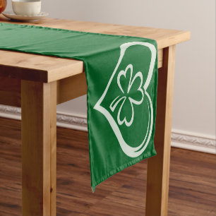 Saint Patrick's Day Funny Shamrock Heart Irish  Short Table Runner
