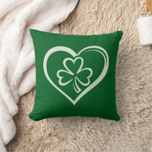 Saint Patrick's Day Funny Shamrock Heart Irish Throw Pillow