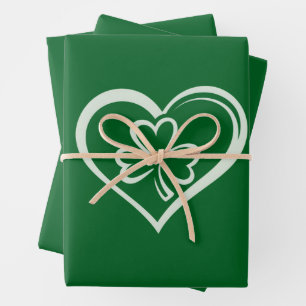 Saint Patrick's Day Funny Shamrock Heart Irish Wrapping Paper Sheets