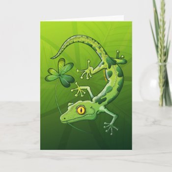 Saint Patrick's Day Gecko Card by ZoocoDrawingLounge at Zazzle