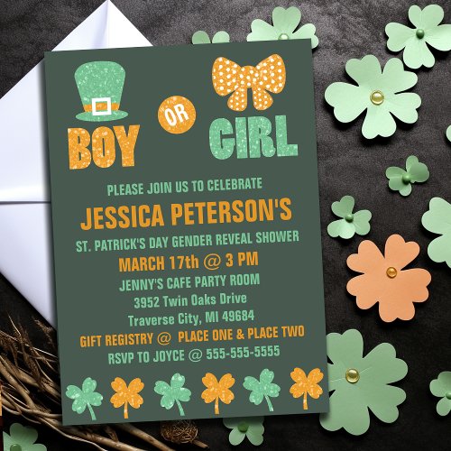 Saint Patrick's Day Gender Reveal Invitations