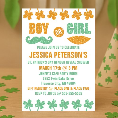 Saint Patrick's Day Gender Reveal Invitations