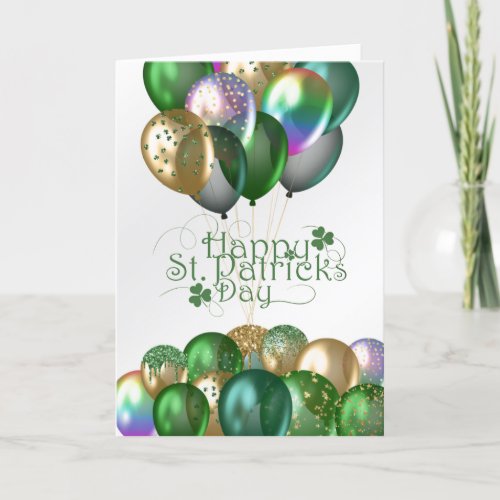 Saint Patricks Day Green Balloons Shamrock Holiday Card