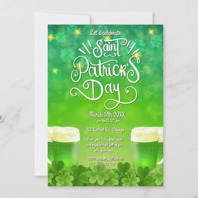 Saint Patrick's Day Green Beer Party Invitation (Front)
