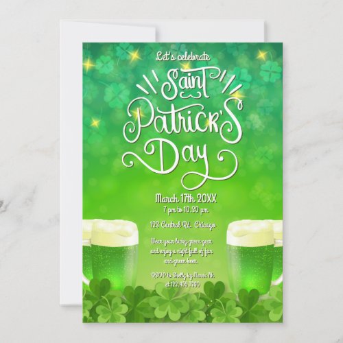 Saint Patricks Day Green Beer Party Invitation