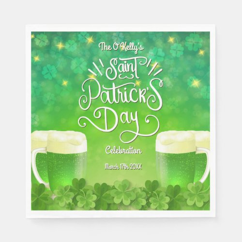 Saint Patricks Day Green Beer Party Napkins