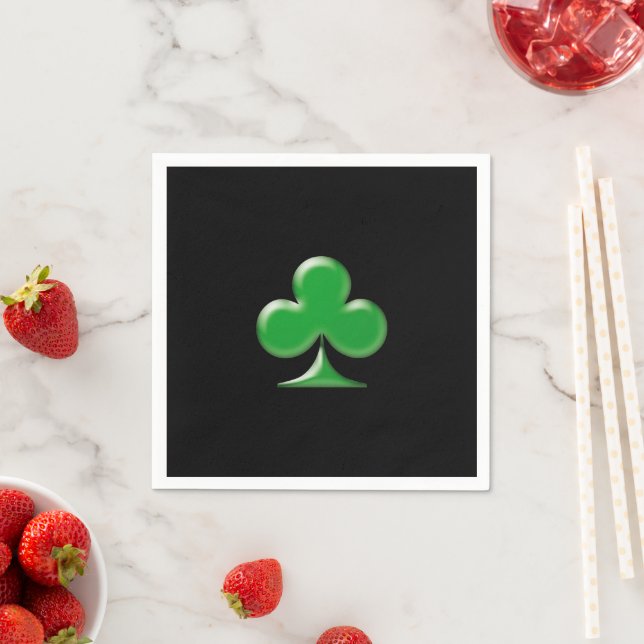 Saint Patrick's Day green black Clover Shamrock  Napkins (Insitu)
