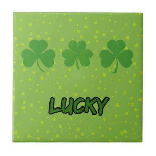 Saint Patricks Day Green Clovers Lucky Clovers Tile