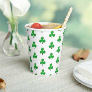 Saint Patrick's Day Green Irish clover Shamrock Paper Cups