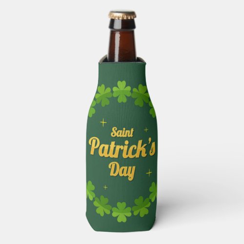 Saint Patricks Day Green Shamrock Personalised Bottle Cooler