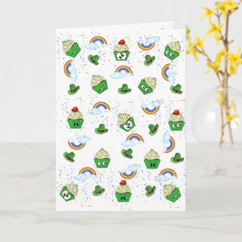 Saint Patricks Day Greeting Card Cupcakes